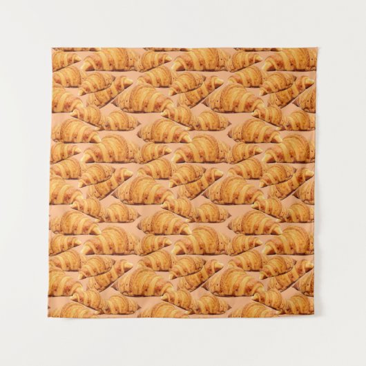 黄金のクロワッサン、ベーカリーのシームレスなパターン。 タペストリー (正面)