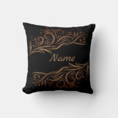 黄金のグリッターの渦巻きドゥール要素ロマンチックなflo クッション (正面)