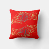 黄金のグリッターの渦巻きドゥール要素ロマンチックなflo クッション (裏面)