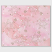 黄金のグリッター雪のピンクの水色 ラッピングペーパー (フラット)