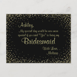 黄金のグリッター – 私の花嫁のメイドになる？ インビテーションポストカード