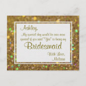 黄金のグリッター – 私の花嫁のメイドになる？ インビテーションポストカード (正面)