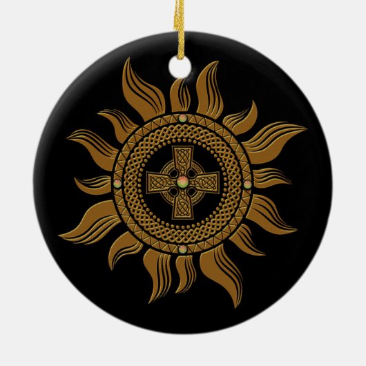 黄金のケルトの十字架。 セラミックオーナメント (裏面)