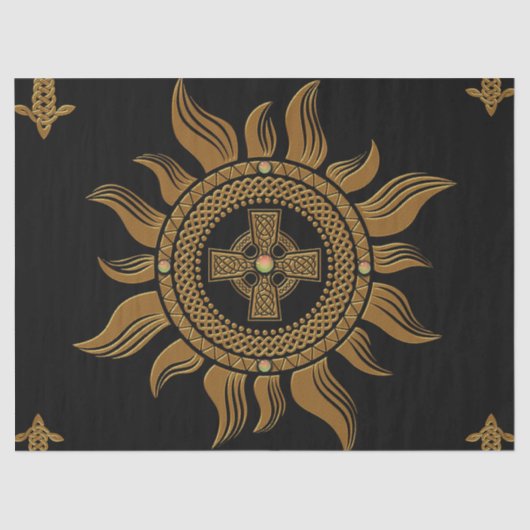 黄金のケルトの十字架。 薄葉紙 (正面)