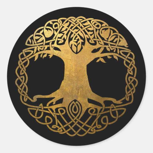 黄金のケルトの木 ラウンドシール (正面)