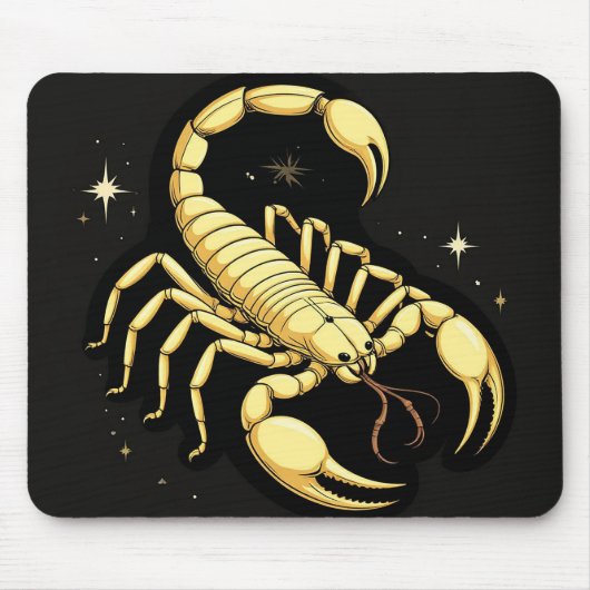 黄金のサソリの星座デザインと装飾 マウスパッド (正面)