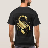 黄金のサソリの星座デザインと装飾 Tシャツ (裏面)