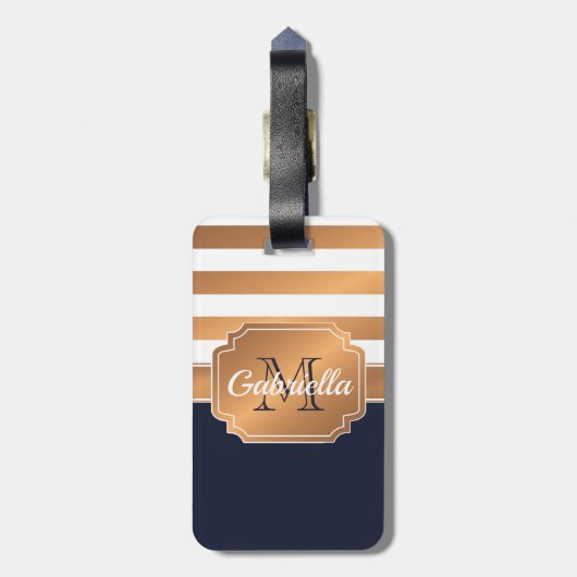 黄金のストライプパターン ラゲッジタグ (裏面縦)