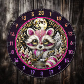 黄金のセレニティの真ん中に立つピンクのラクーン ダーツボード