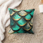 "黄金のティール（緑がかった色）の光：マーメイドテールパターン" クッション (ブランケット)