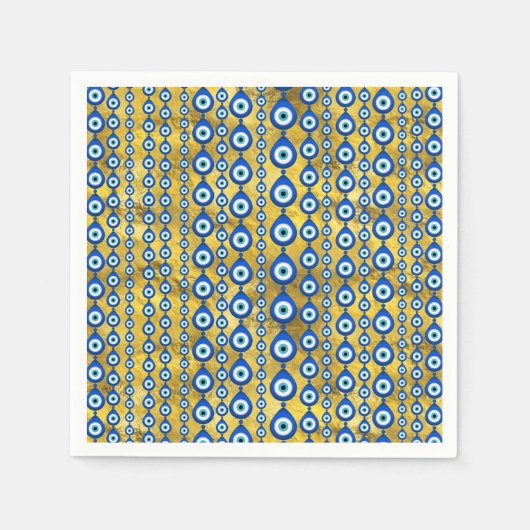 黄金のテクスチャ上の邪悪なアイパターン スタンダードカクテルナプキン (正面)