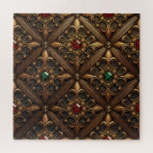 黄金のデザインのエメラルドとルビー華美ズ ジグソーパズル (横)