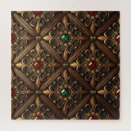 黄金のデザインのエメラルドとルビー華美ズ ジグソーパズル