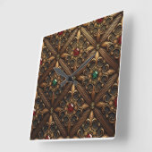 黄金のデザインのエメラルドとルビー華美ズ スクエア壁時計 (傾斜)