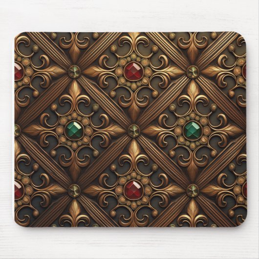 黄金のデザインのエメラルドとルビー華美ズ マウスパッド (正面)