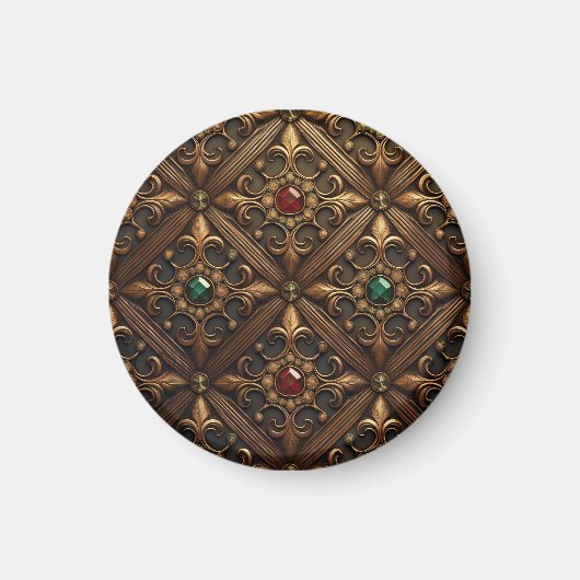 黄金のデザインのエメラルドとルビー華美ズ マグネット (正面)