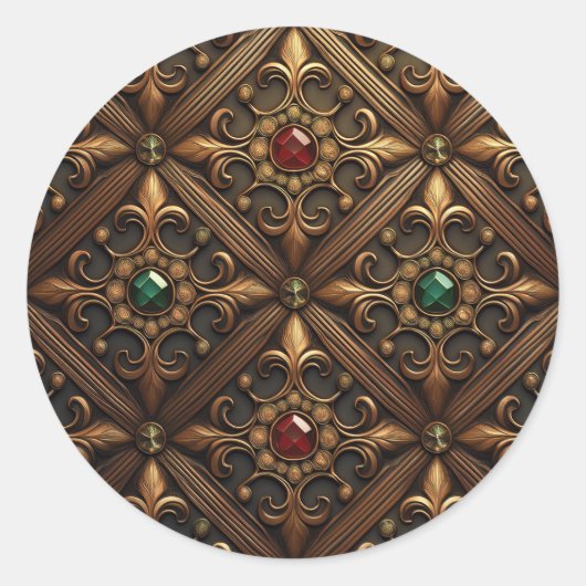 黄金のデザインのエメラルドとルビー華美ズ ラウンドシール (正面)