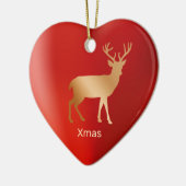 黄金のトナカイと書道 セラミックオーナメント (左)