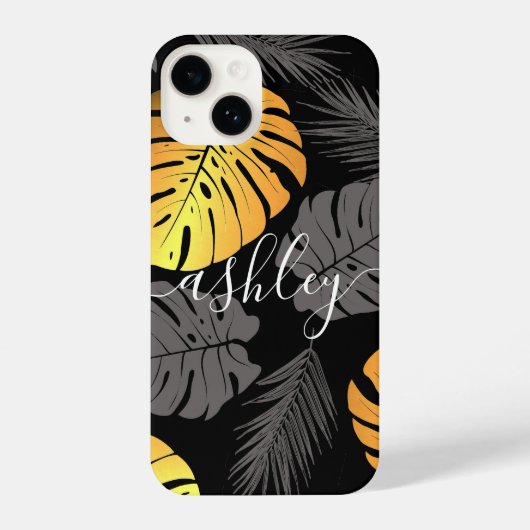 黄金のトロピカル葉 iPhoneケース (裏面)