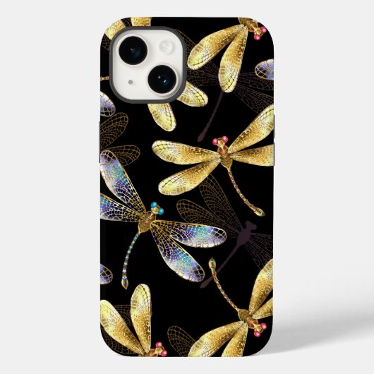 黄金のトンボのシームレスパターン Case-Mate iPhoneケース (裏面)