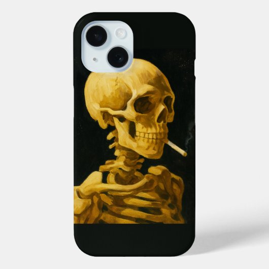 黄金のドクロの喫煙 – ユニークなゴッホ風デザイン Case-Mate iPhoneケース (裏面)