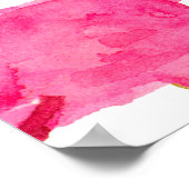 黄金のドットの水色のピンクのフラミンゴ ポスター (角)