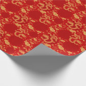 黄金のドラゴン中国のパターン – 2024年旧暦 ラッピングペーパー (角)