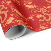 黄金のドラゴン中国のパターン – 2024年旧暦 ラッピングペーパー (ロールコーナー)