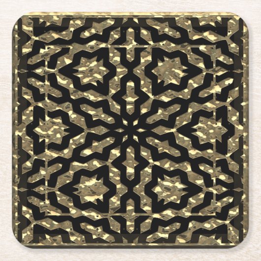 黄金のナゲットパターン スクエアペーパーコースター (正面)