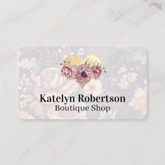 黄金のハートと花 名刺 (正面)