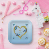 黄金のハートを持つ青いモルフォ ペーパープレート (パーティー)