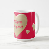 黄金のハートパーソナライズされた、 コーヒーマグカップ (正面右)