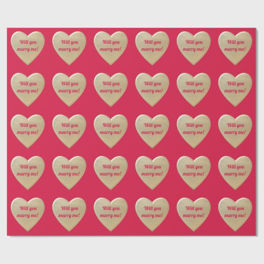 黄金のハートパーソナライズされた、 ラッピングペーパー (フラット)