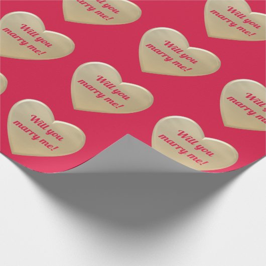 黄金のハートパーソナライズされた、 ラッピングペーパー (角)