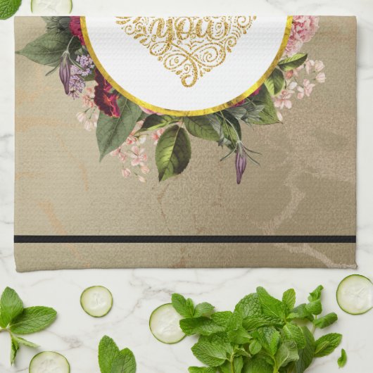 黄金のハートファンシーとフローラ キッチンタオル (折り畳み)