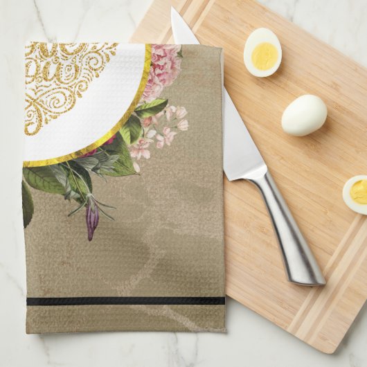 黄金のハートファンシーとフローラ キッチンタオル (四つ折り)