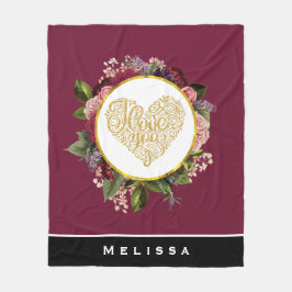 黄金のハートファンシーとフローラ フリースブランケット