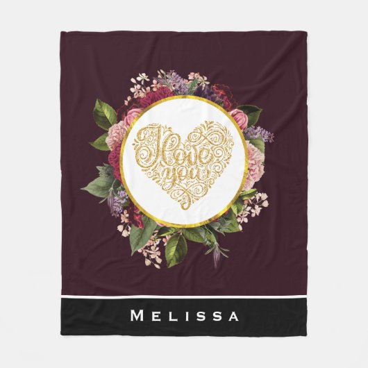 黄金のハートファンシーとフローラ フリースブランケット (正面)