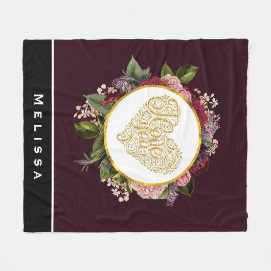 黄金のハートファンシーとフローラ フリースブランケット (正面(横))