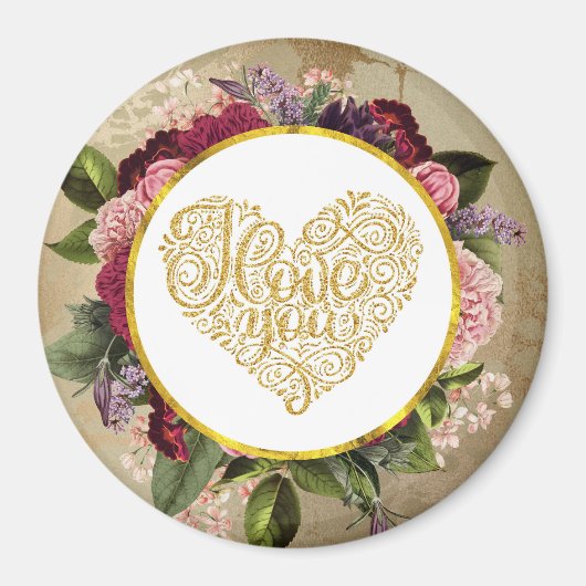 黄金のハートファンシーとフローラ マグネット (正面)