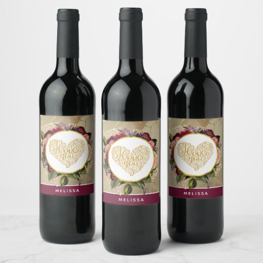 黄金のハートファンシーとフローラ ワインラベル (ボトル)