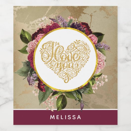 黄金のハートファンシーとフローラ ワインラベル (シングルラベル)