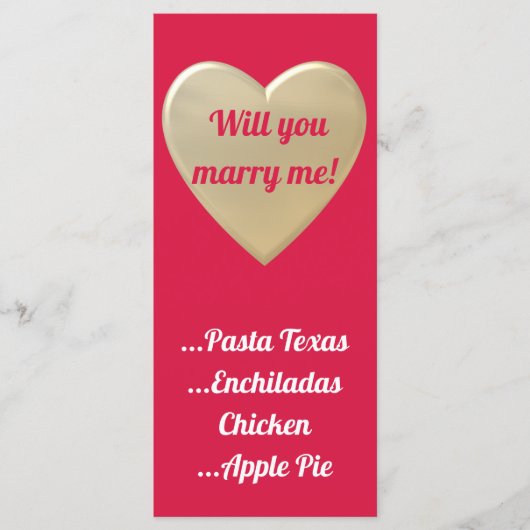 黄金のハート メニュー (正面)