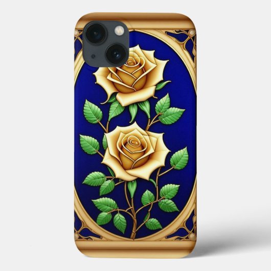 黄金のバラのステンドグラス窓 Case-Mate iPhoneケース (裏面)