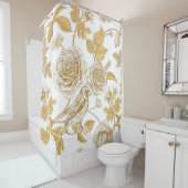 黄金のバラ、花葉、犬の果実 シャワーカーテン (インサイチュ)