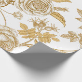 黄金のバラ、花葉、犬の果実 ラッピングペーパー (角)