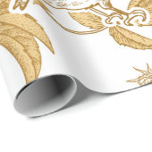 黄金のバラ、花葉、犬の果実 ラッピングペーパー (ロールコーナー)