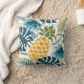 黄金のパイナップル葉ブルーパームの葉が白 クッション (ブランケット)