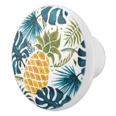 黄金のパイナップル葉ブルーパームの葉が白 セラミックノブ (右)