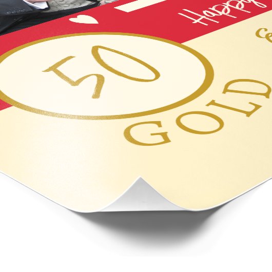 黄金のパーソナライズされた記念日の名前 フォトプリント            (角)